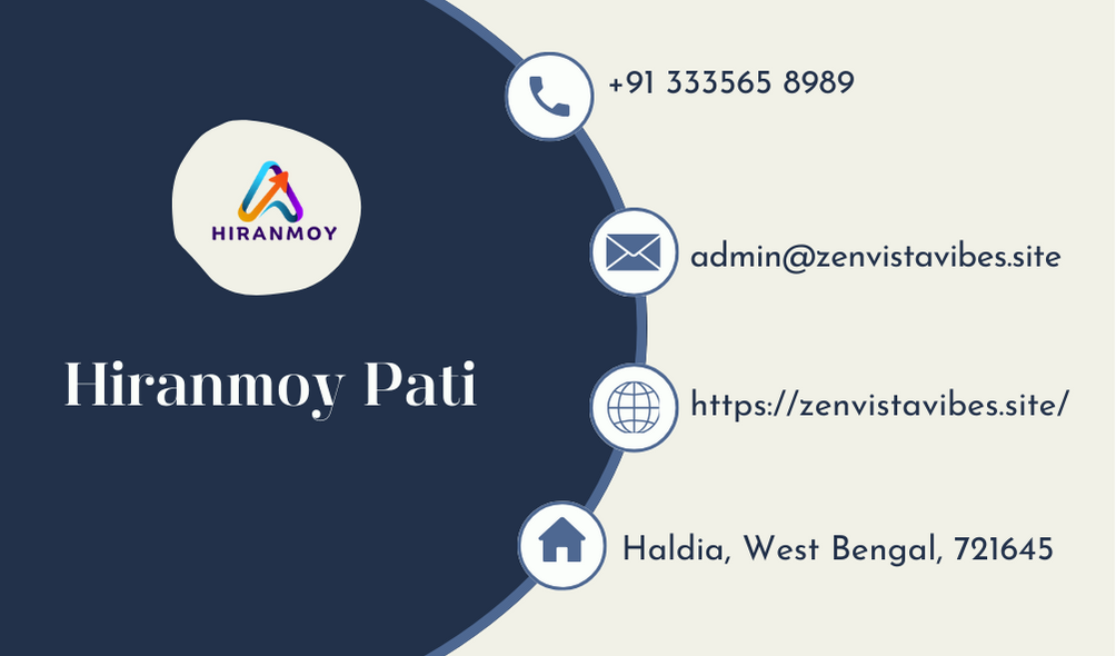 Business Card Zenvistavibes of Hiranmoy Pati